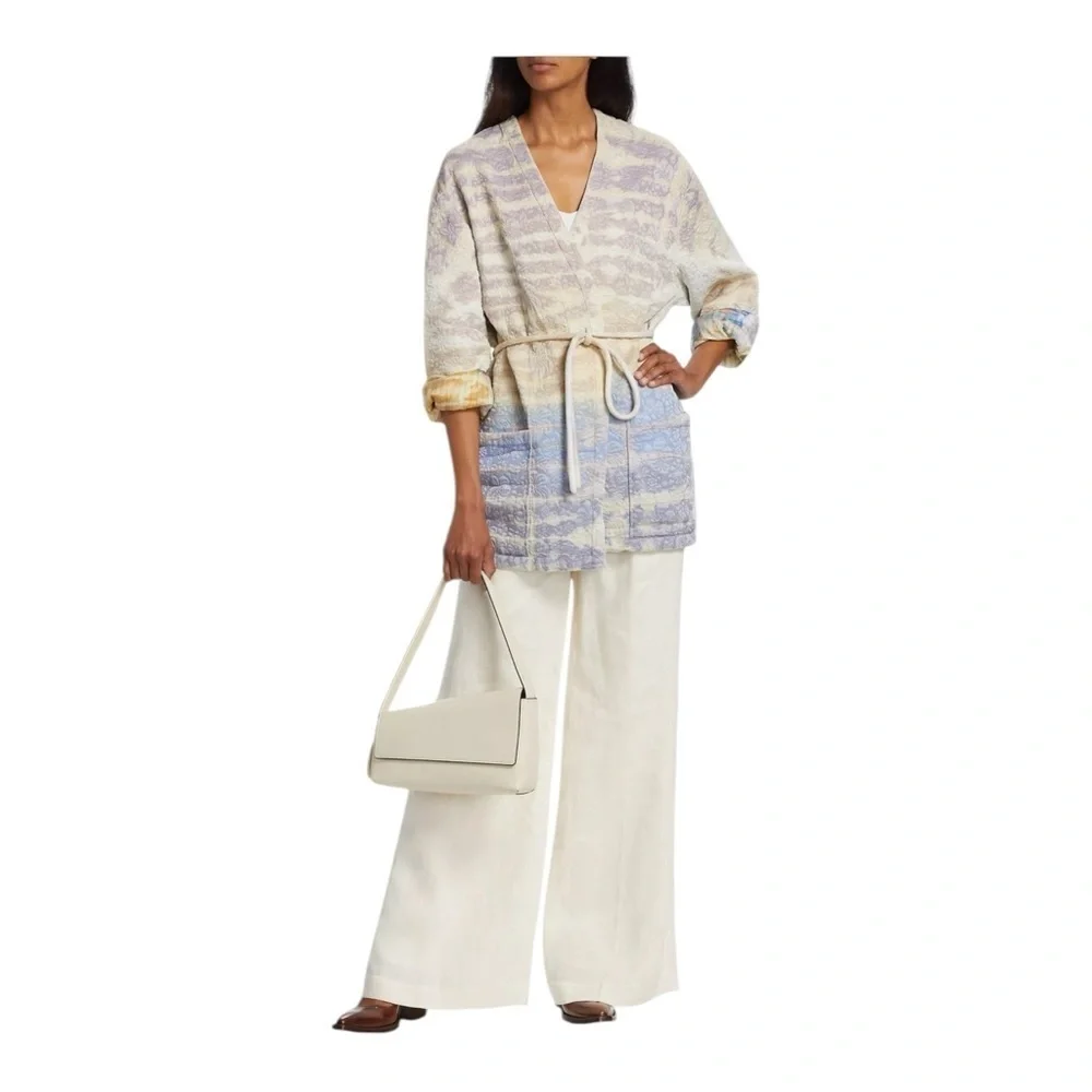 Raquel Allegra Quilted Tie Waist Rainbow Halo Overcoat Jacket Size XS NWT